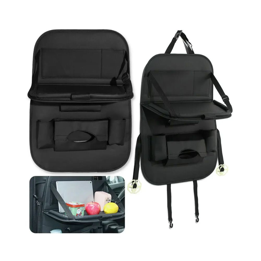 Car Seat Back Organizer with Foldable Table Tray