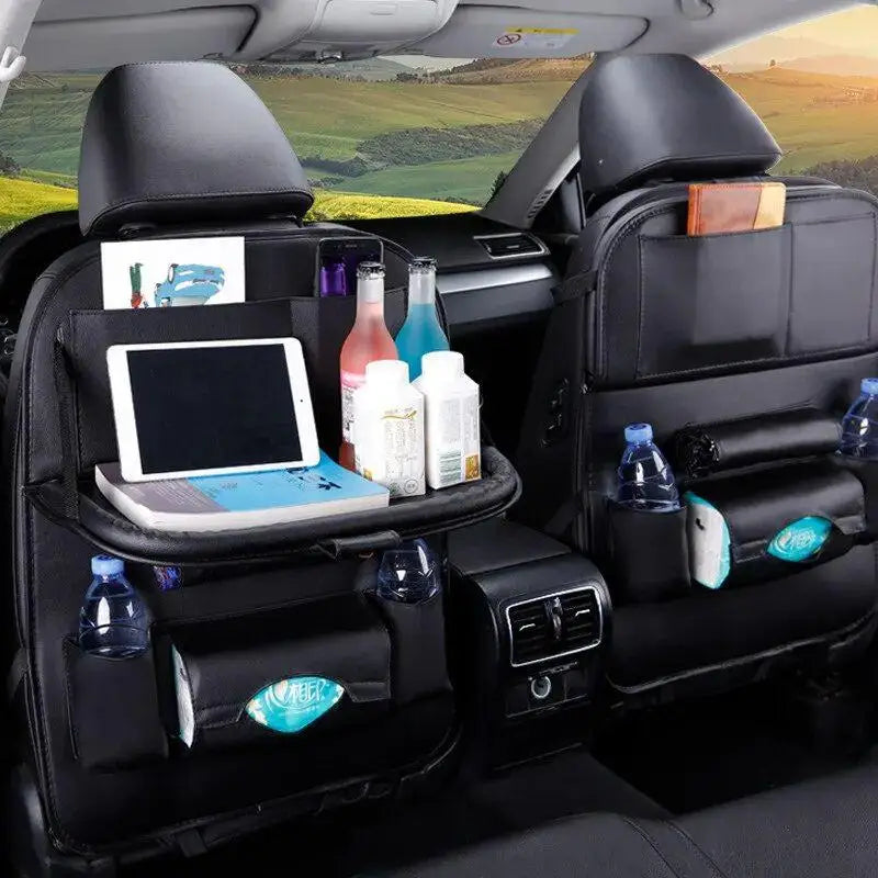 Car Seat Back Organizer with Foldable Table Tray